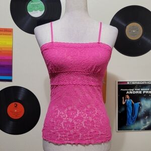 Eyeshadow | Y2K Bright Pink Lace Cami